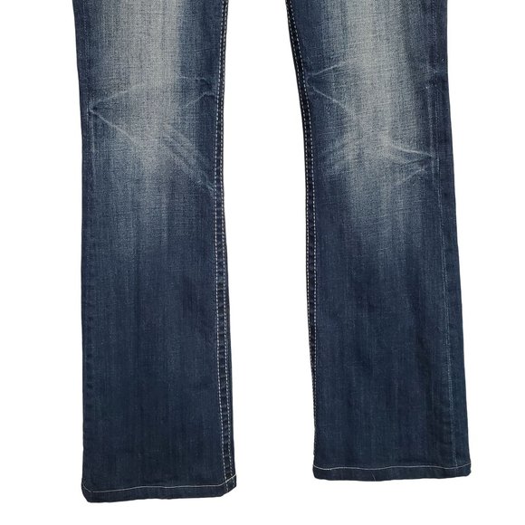 Miss Me Womens Size 30 Jeans Fleur De Lis Flower Embellished Stretch Boot 33x32 - Picture 4 of 15